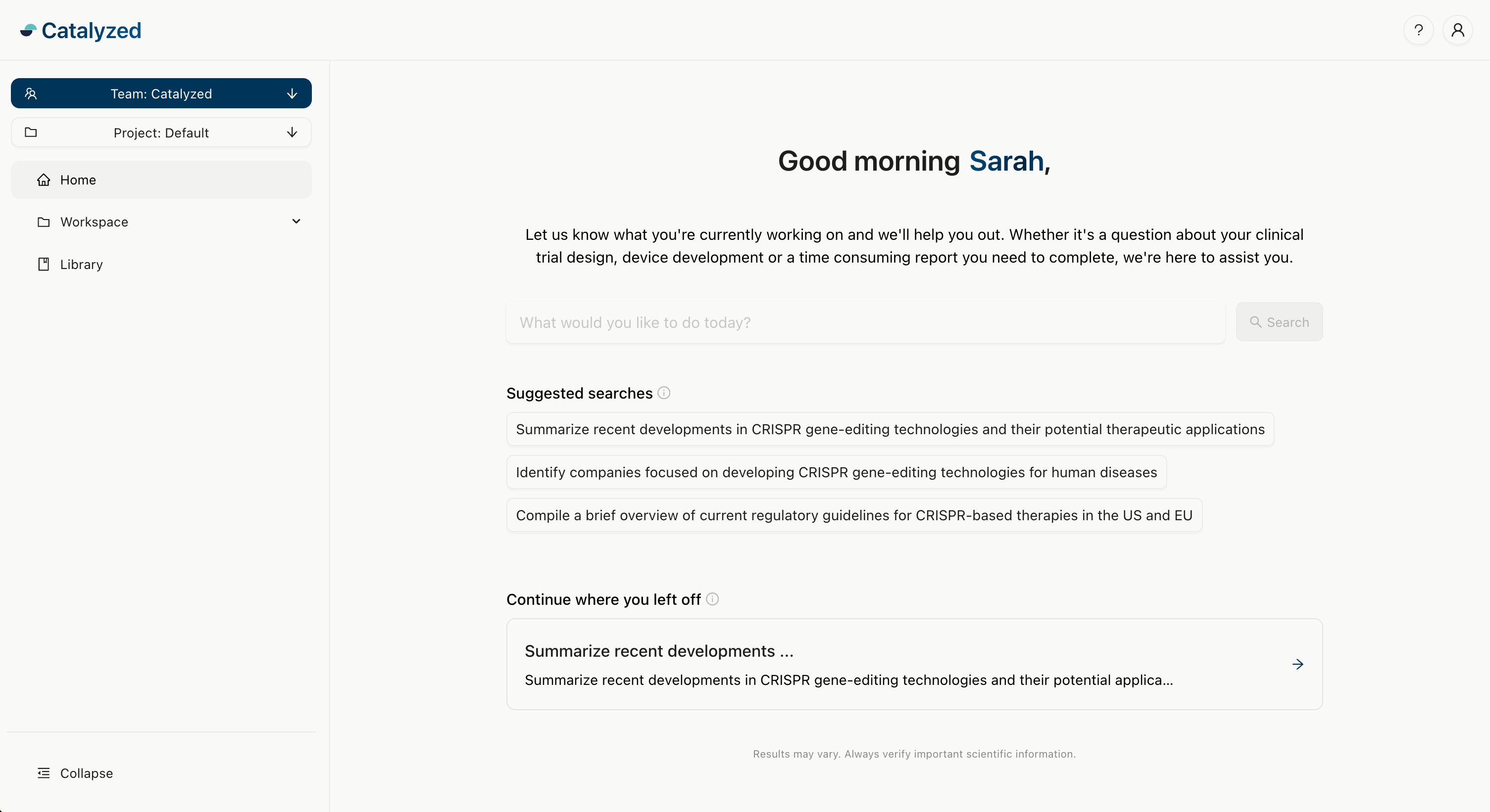 Preview of Catalyzed platform interface